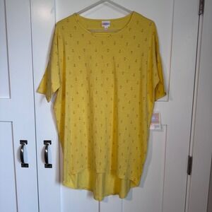 NWT Irma Oversized Top Yellow with Pink Anchors Women's Size Small Cotton Blend